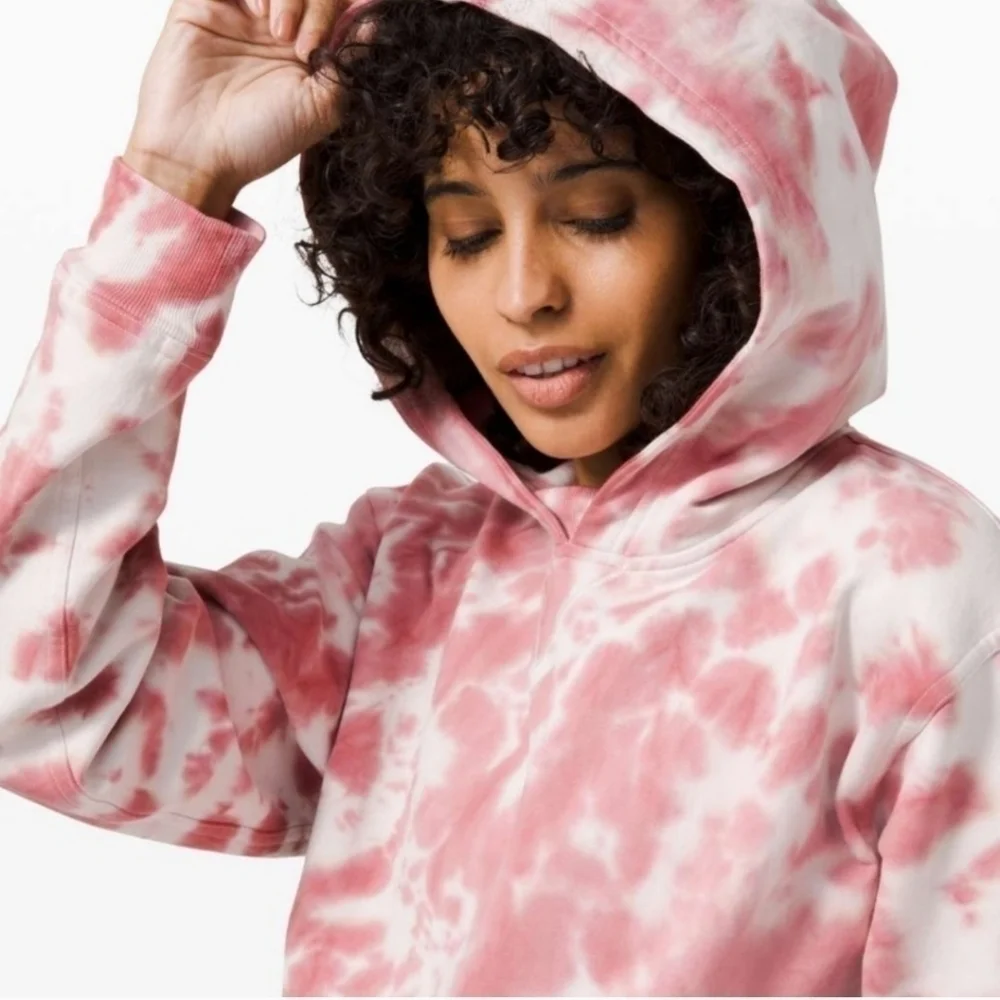Lululemon All Yours Hoodie Sweatshirt Fleece Marmoleado Tie Dye Pink, sz 8